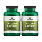Front view of Swanson Curcumin Complex 2-pack veggie capsules