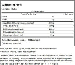 Detail of DPA omega-3 ingredients label