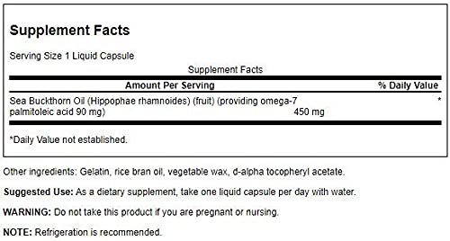 Nutrition label for Swanson EFA Omega-7 Oil