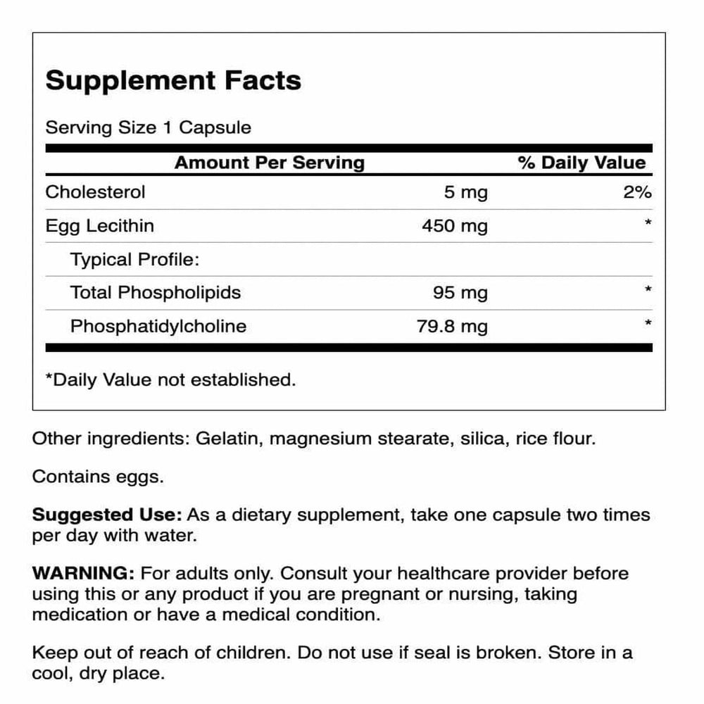 Close-up label reading Egg Yolk Lecithin Soy Free