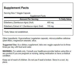 Swanson Elderberry 575 mg 120 Veg Capsules bottle with label - close-up