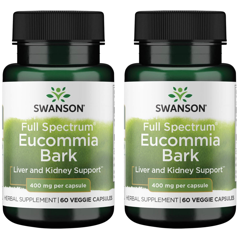 Swanson Full Spectrum Eucommia Bark 400 mg 60 Veg Caps (2 Pack) bottle product image