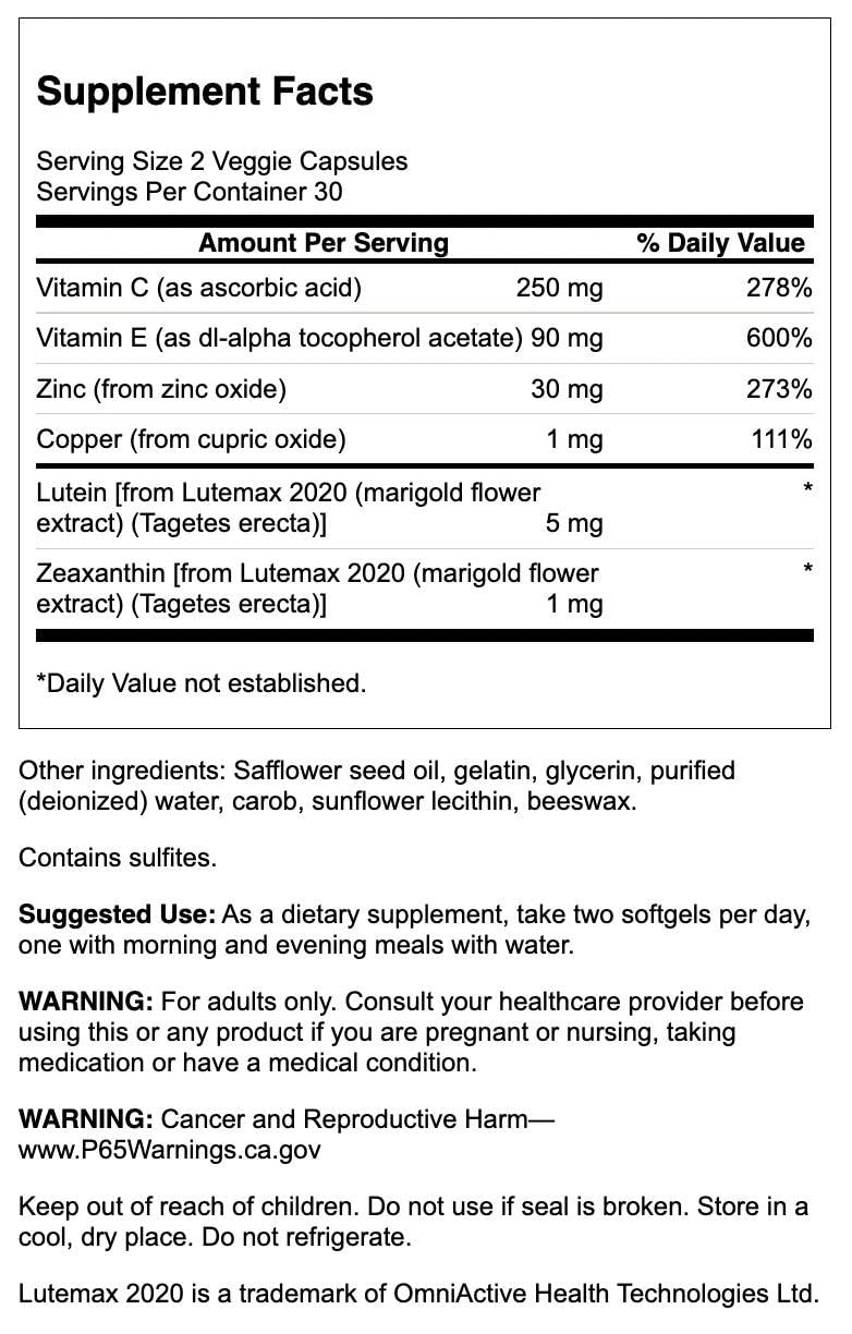 Front view of Swanson Eye Support 60 SGELS bottle