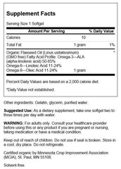 Swanson Flaxseed Oil Omegatru softgels bottle with label close-up