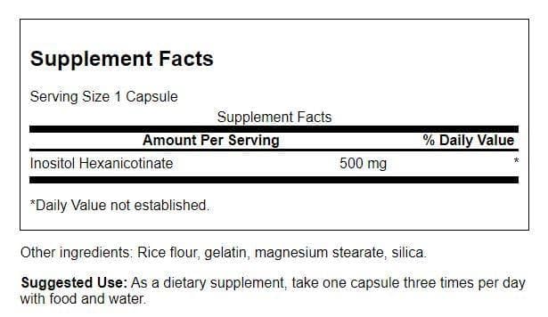 Swanson flush free niacin 500mg capsules closeup highlighting metabolism support
