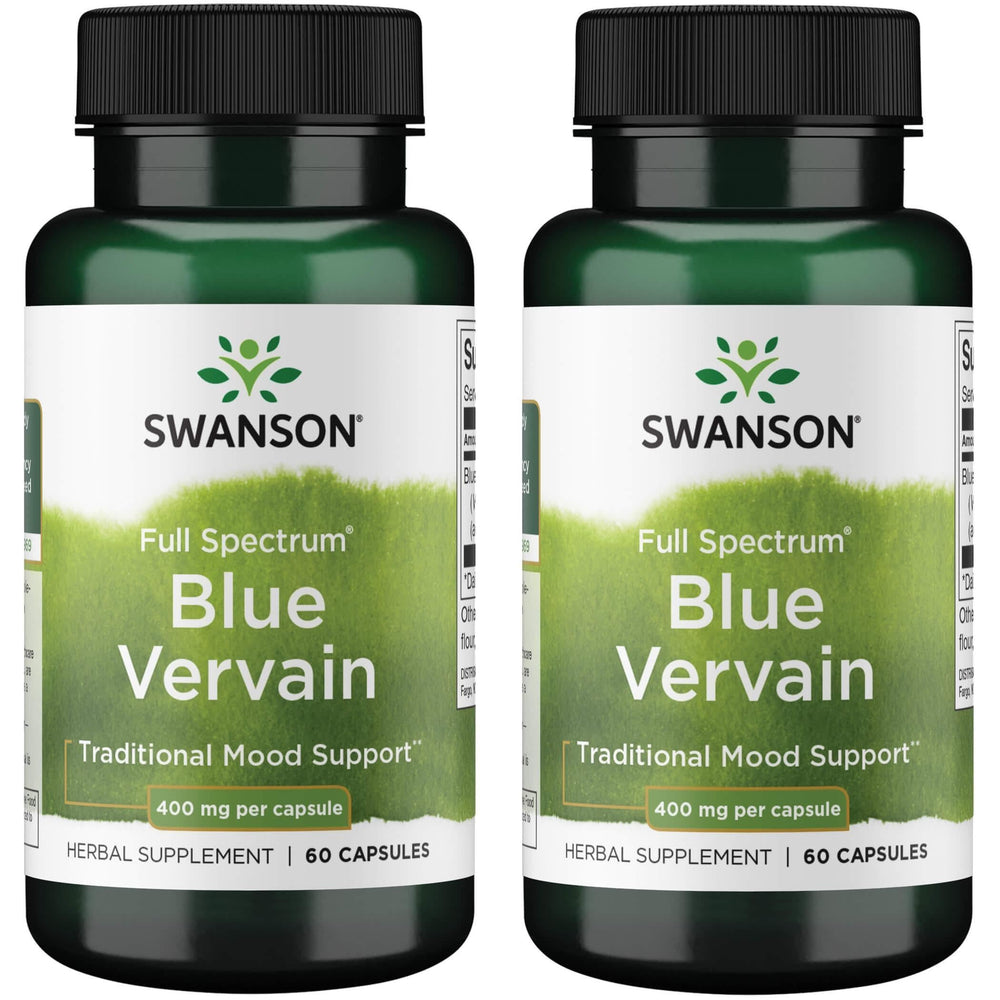 Bottle of Swanson Full Spectrum Blue Vervain 400 mg, 60 capsules, 2-pack