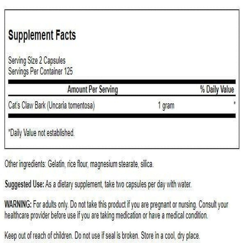 Close-up of Cat's Claw capsules