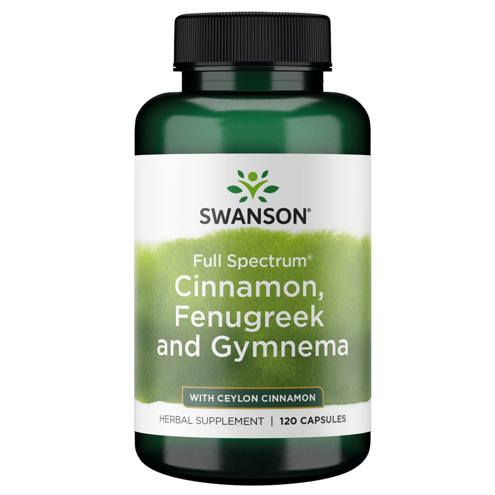 Bottle of Swanson Full Spectrum Cinnamon, Fenugreek & Gymnema 120 capsules