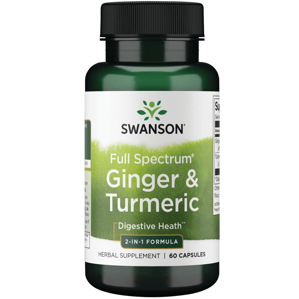 Swanson Full Spectrum Ginger & Turmeric 60 capsules bottle label
