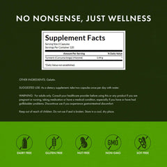 Back label with ingredients on Swanson Turmeric bottle