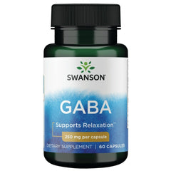 Front view of Swanson GABA 250 mg bottle – 60 capsules