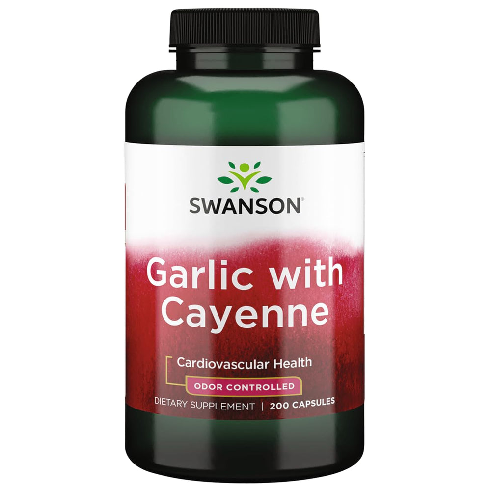 Swanson Garlic with Cayenne 200 Capsules bottle front view