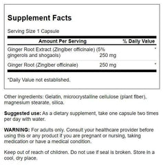 Close-up of Ginger Root standardized extract and capsules