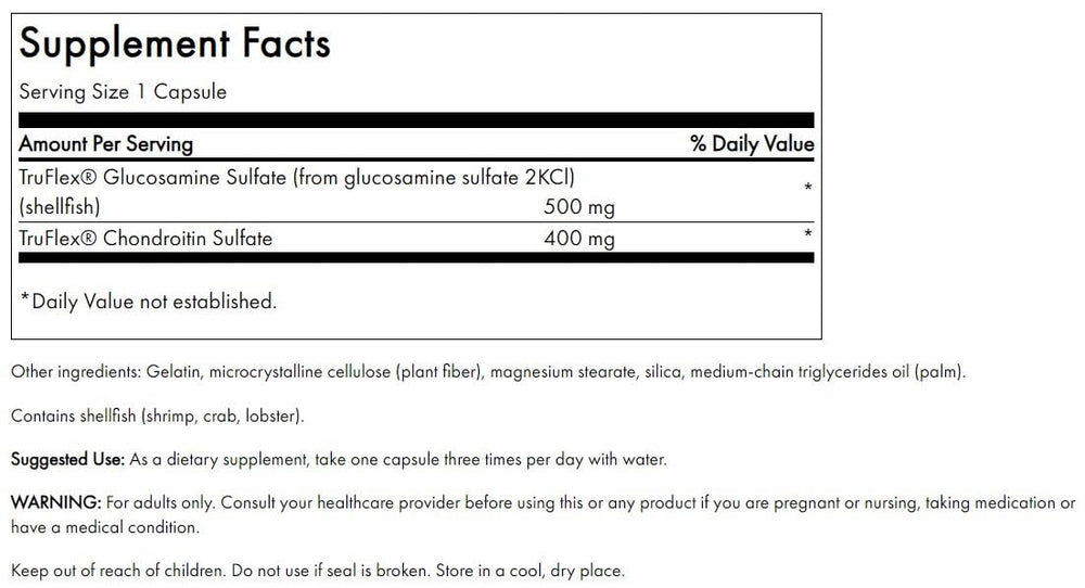 Close-up of Swanson Glucosamine & Chondroitin bottle showing 900 mg per capsule