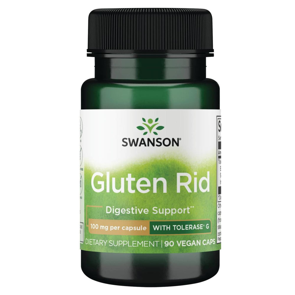 Swanson Gluten Rid bottle label with Tolerase G enzyme