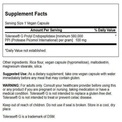 Swanson Gluten Rid bottle label close-up with Tolerase G