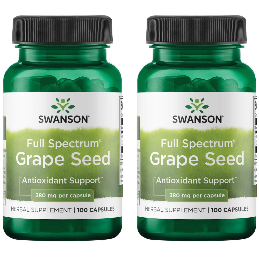 Two-bottle Swanson Grape Seed OPCs supplement, 380 mg per capsule, 100 capsules per bottle