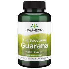 Swanson Guarana 500 mg bottle, 100 capsules