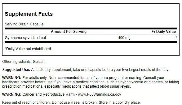 Swanson Gymnema Sylvestre Leaf bottle with label