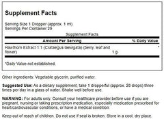 Close-up of Swanson Hawthorn Berry Liquid Extract 1 oz bottle label
