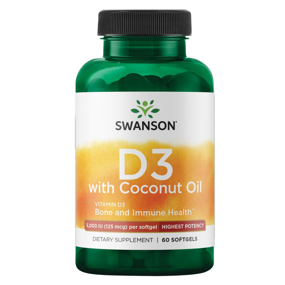Swanson High Potency Vitamin D-3 with Coconut softgels bottle - 60 count