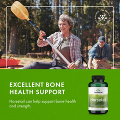 Bone health and urinary tract support concept with Horsetail