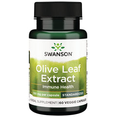Bottle of Swanson HRB Olive Leaf EXT STD 100MG 60 VEG-CAPS
