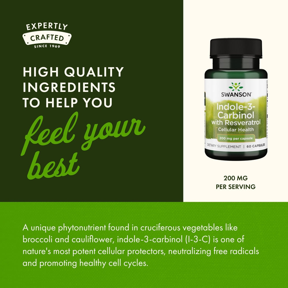 Two-pack packaging of Swanson I3C with Resveratrol