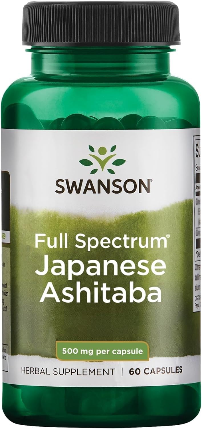 Bottle of Swanson Japanese Ashitaba 60 capsules, 500 mg each