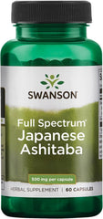 Bottle of Swanson Japanese Ashitaba 60 capsules, 500 mg each