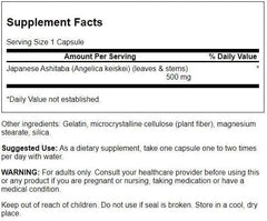 Close-up of Swanson Japanese Ashitaba full spectrum capsules