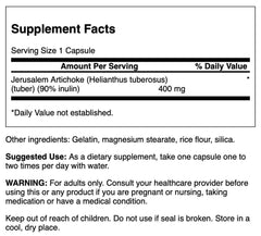 Close-up of Jerusalem artichoke capsules in bottle