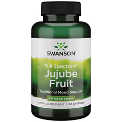 Swanson Jujube Fruit capsules bottle close-up for calm mind support.