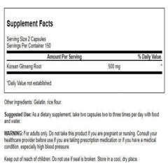 Swanson Korean Ginseng 250 mg bottle label