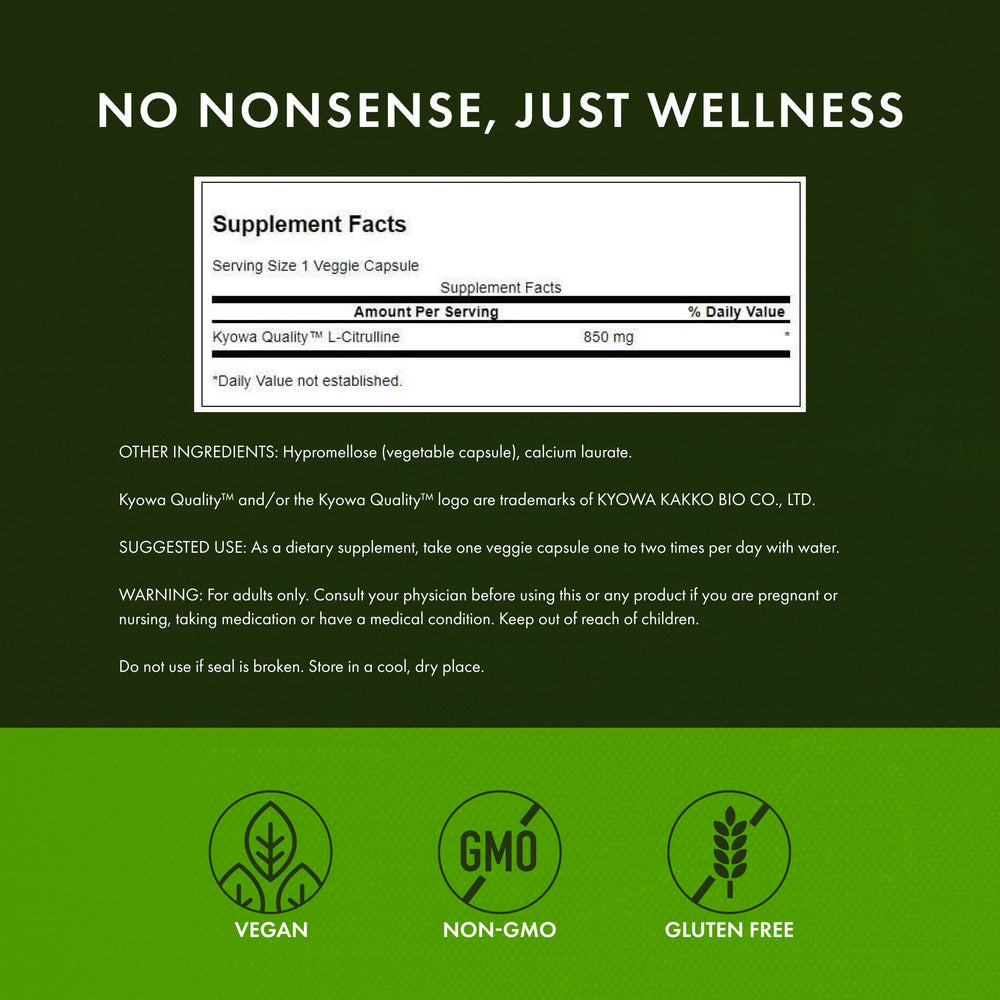 Front view of Swanson L-Citrulline bottle label