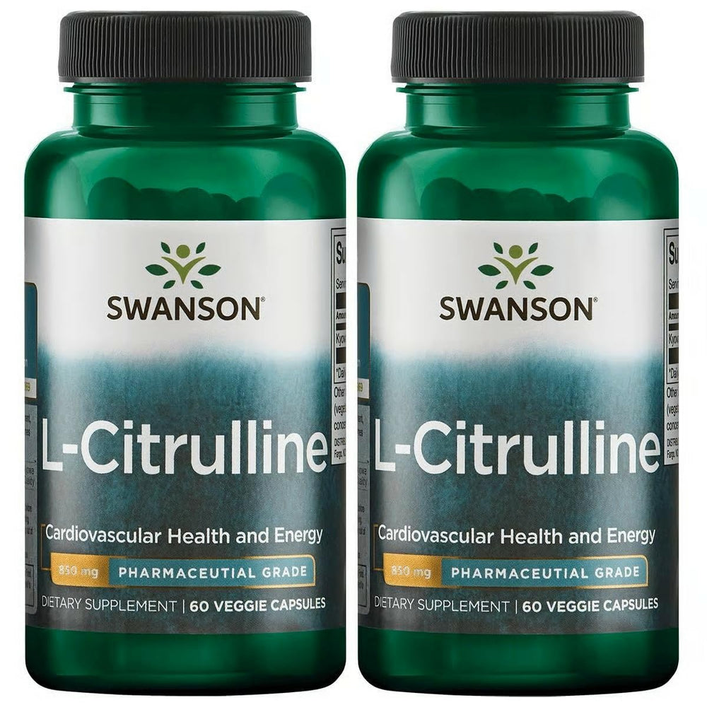 Swanson L-Citrulline bottle and label highlighting 850mg capsules for daily energy support.