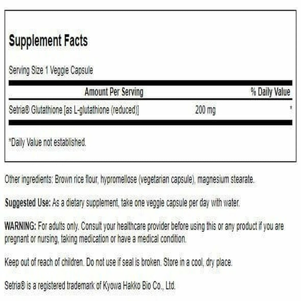 Close-up of Swanson L-Glutathione 200 mg bottle label
