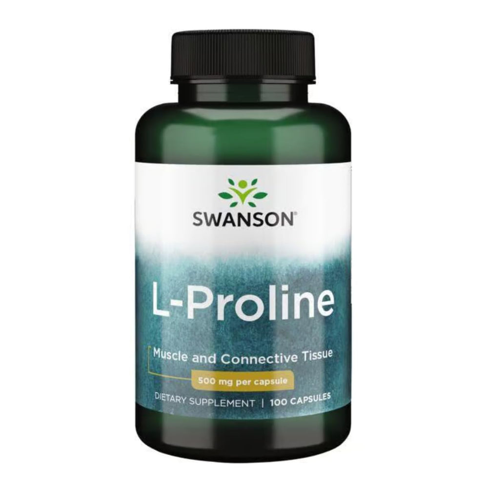 Swanson L-Proline 500 mg dietary supplement bottle label