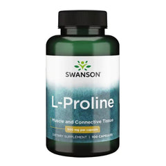 Swanson L-Proline 500 mg dietary supplement bottle label
