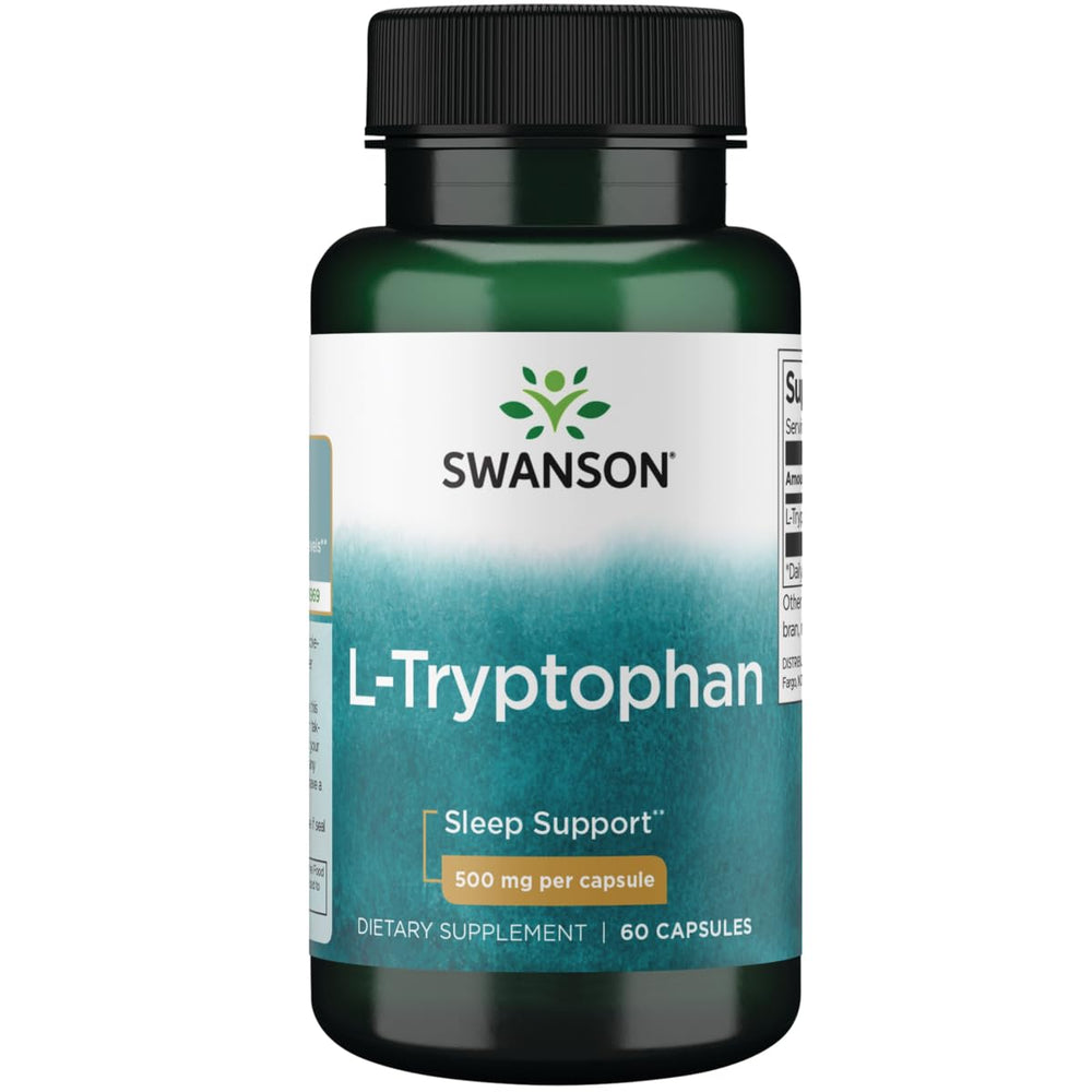 Swanson L-Tryptophan bottle label - 60 capsules, 500 mg each