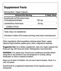 Product label for Swanson Lactobacillus Rhamnosus with FOS