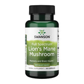 Bottle of Swanson Lion's Mane capsules on white background