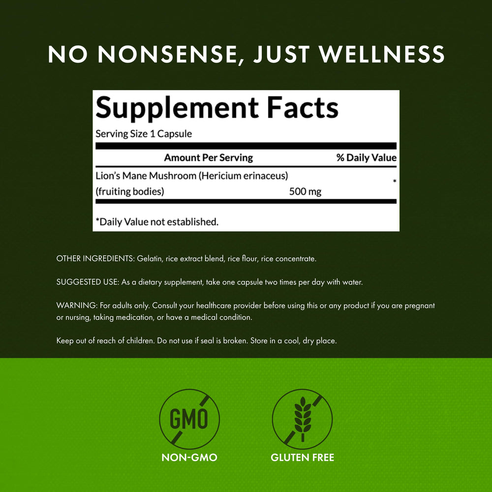 Close-up of Swanson Lion's Mane Mushroom capsules