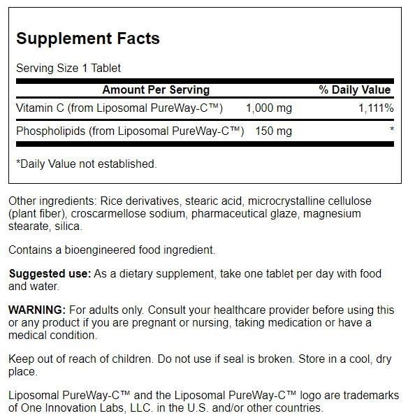 Close-up of Swanson Liposomal Vitamin C 60 tabs bottle