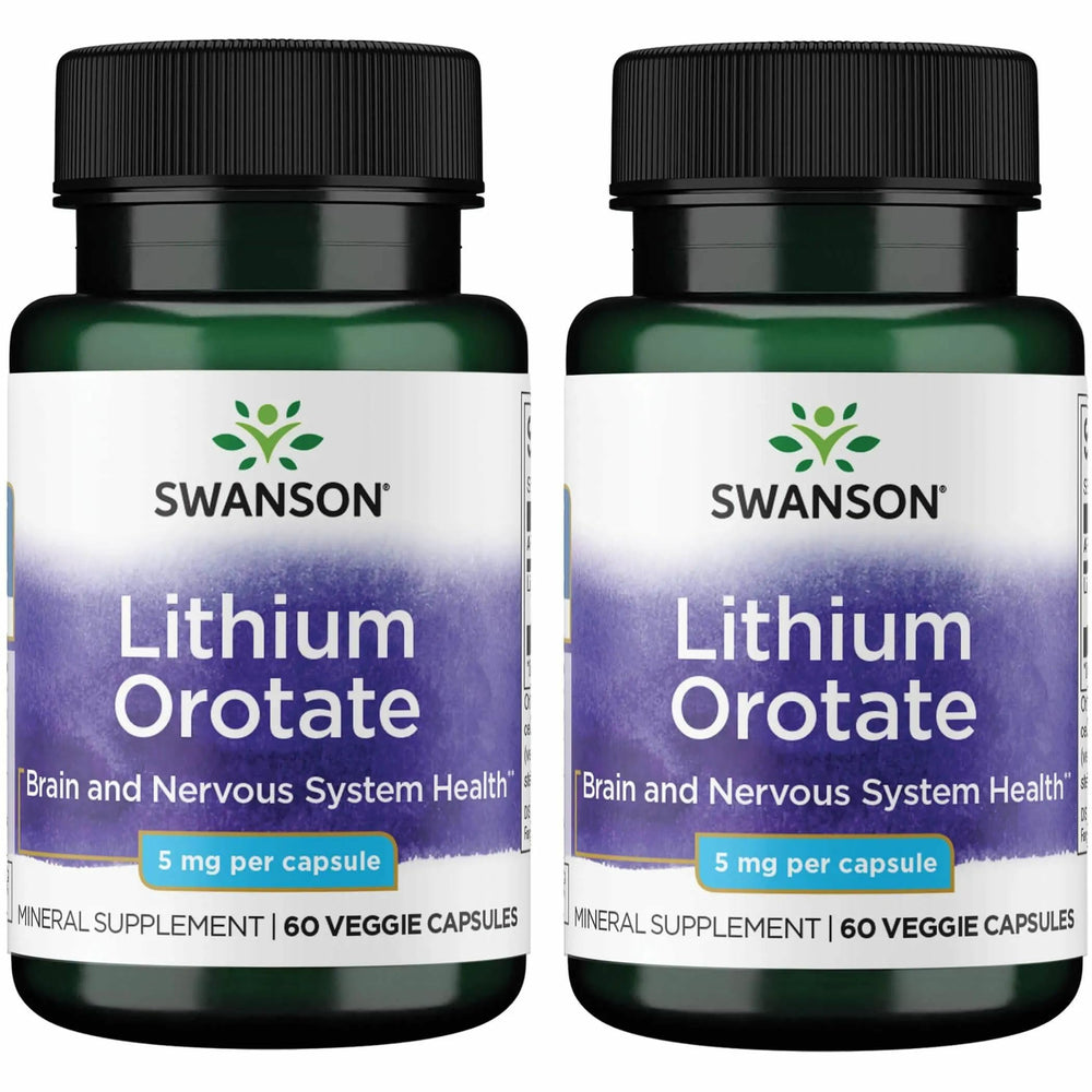 Front view of Swanson Lithium Ootate 5 mg 60 veggie capsules (2-pack)