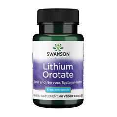 Swanson Lithium Orotate 60 veggie capsules bottle (hero image)