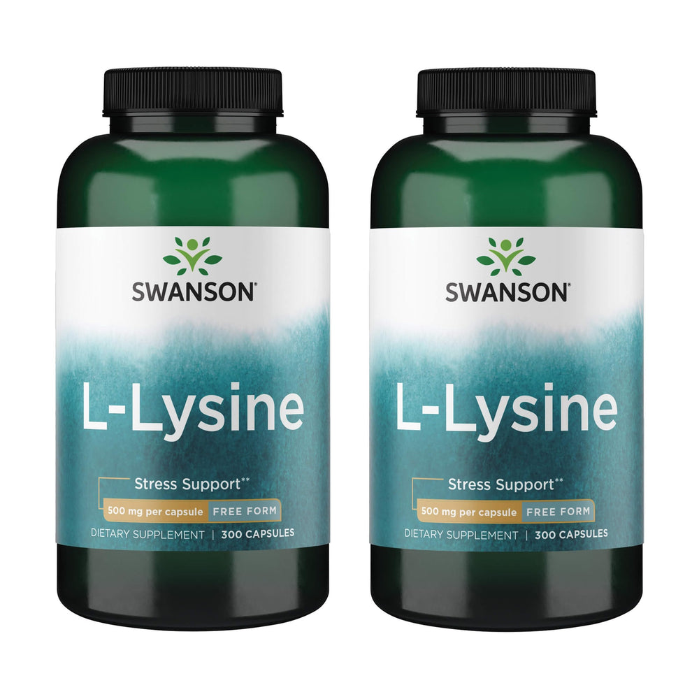 Swanson L-Lysine Free Form 500 mg 2-pack bottle front view