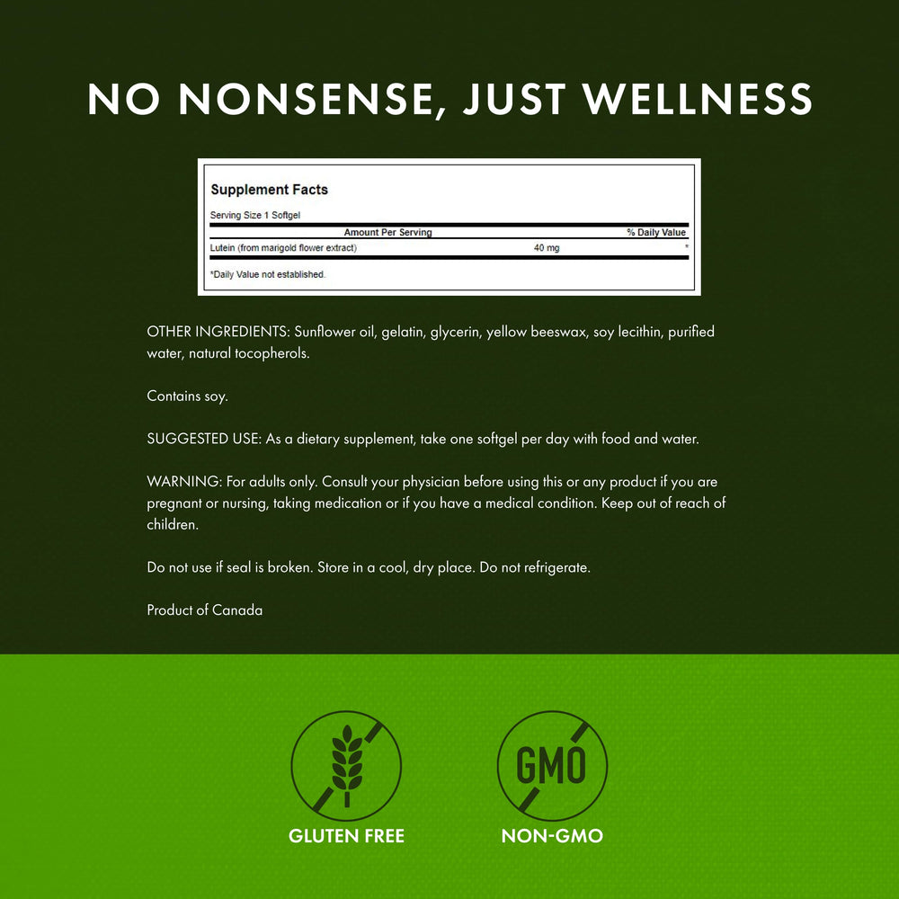 Close-up of Swanson Lutein softgel capsules