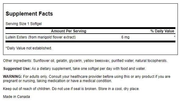 Close-up of Swanson Lutein 6 mg softgels