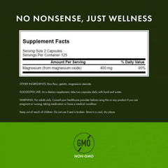 Swanson magnesium capsules on white background for daily wellness routine